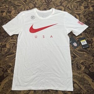 Nike Dri Fit USA National Soccer Team White Shirt Pre Match Mens Size Small New